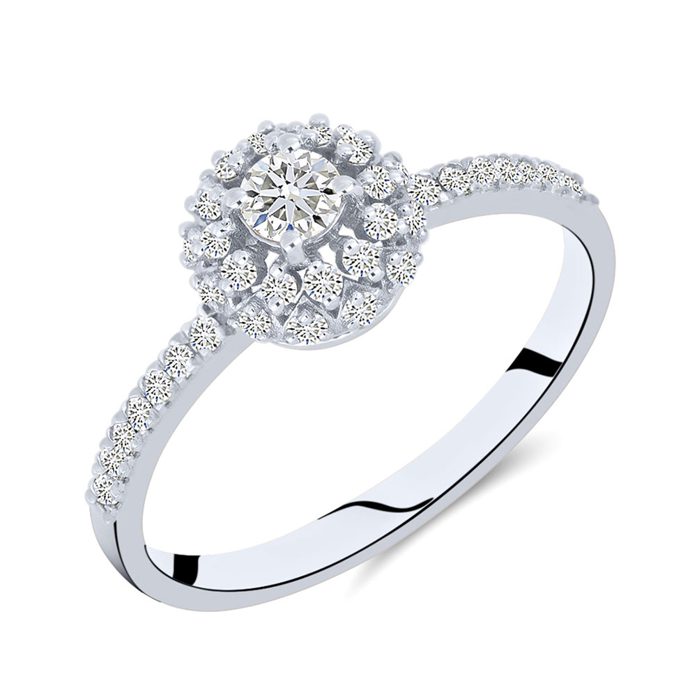 Inel din aur alb cu pietre Diamant