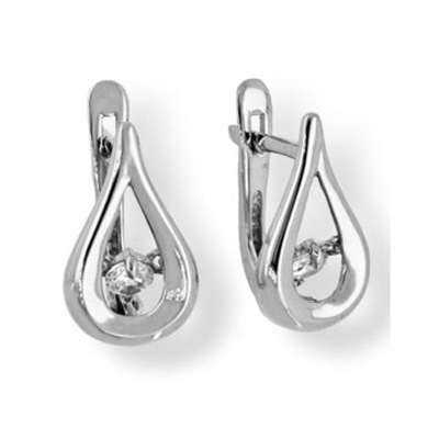 Серьги из серебра с камнями Фианит