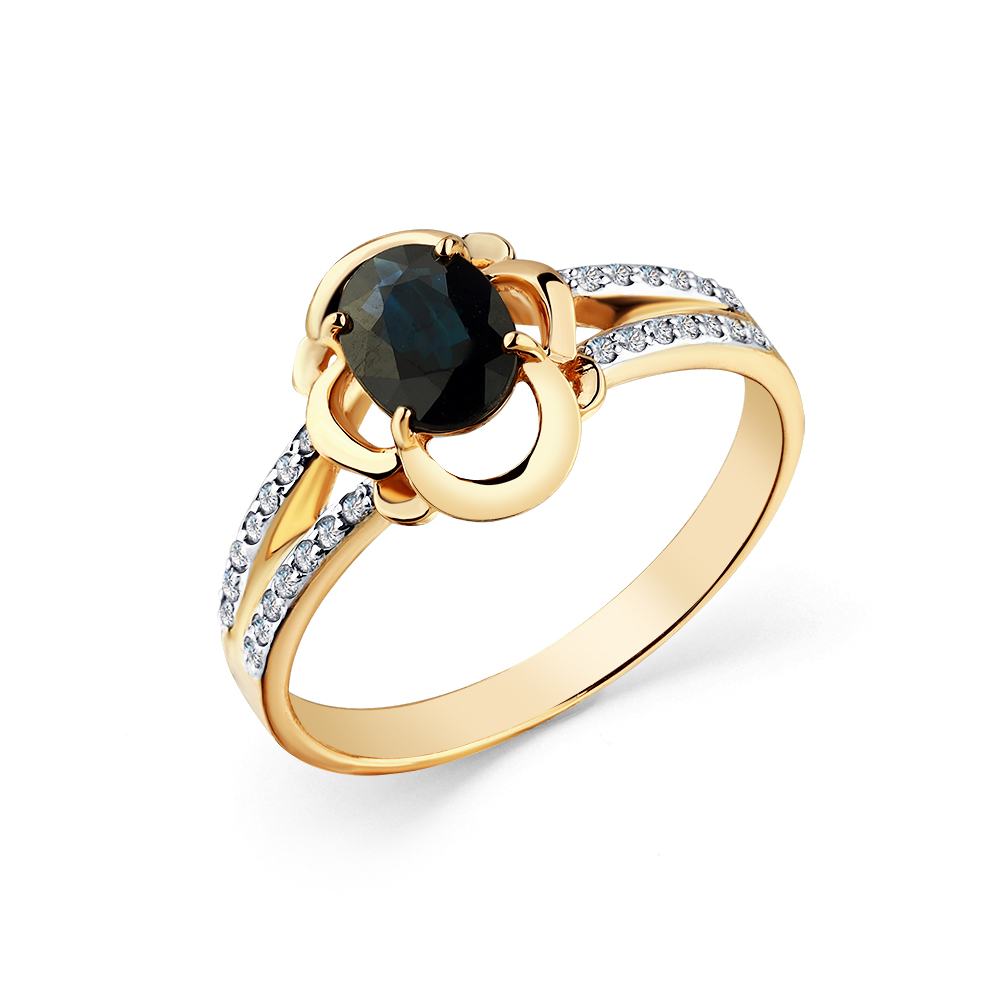 Inel din aur roșu cu pietre Diamant, Safir