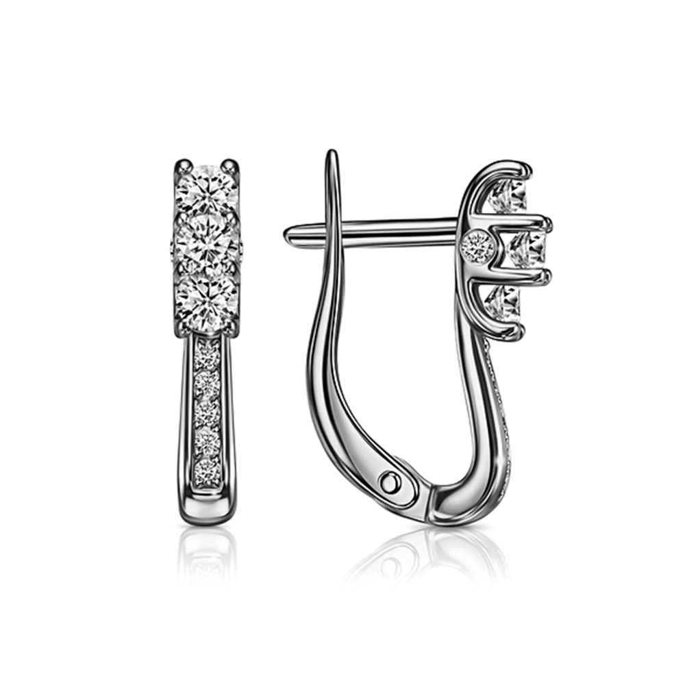 Cercei din argint  cu pietre Cubic Zirconia Incolor