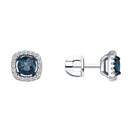 Cercei Pusete din aur alb cu Cubic Zirconia Incolor, Topaz London