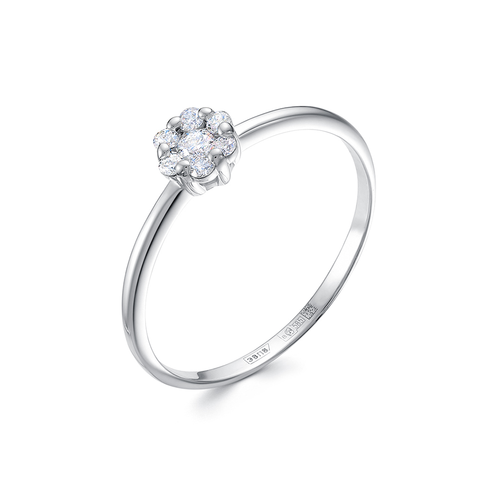 Кольцо из белого золота с камнями Бриллиант