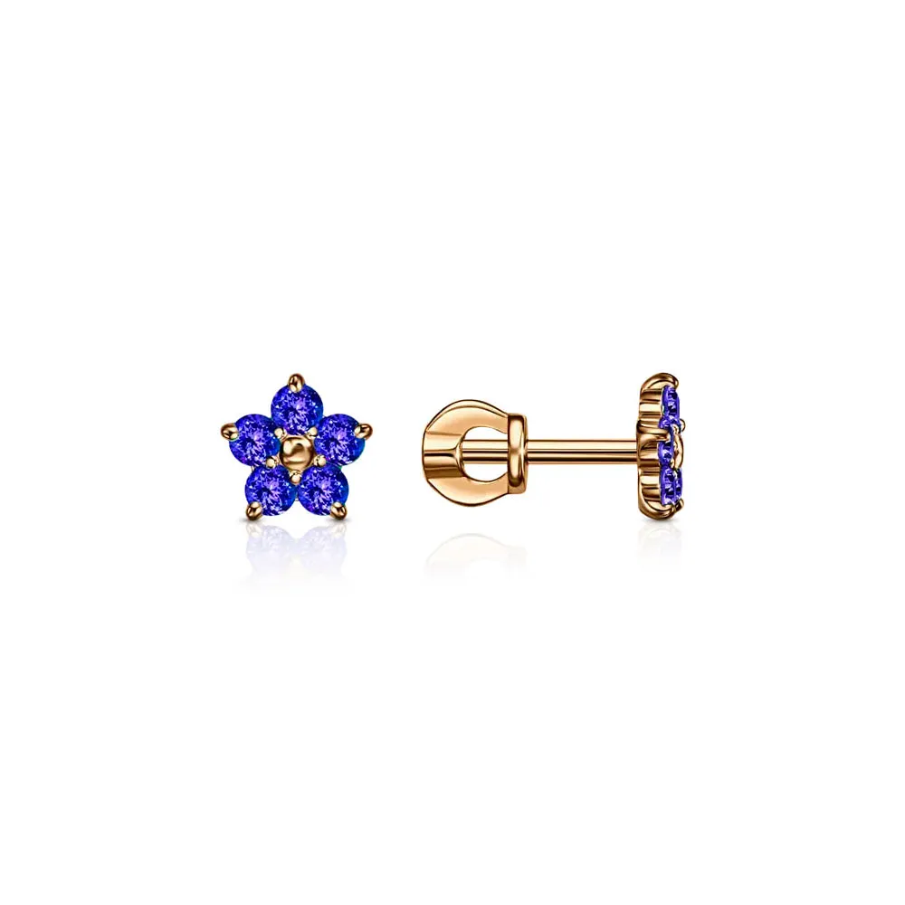 Cercei Pusete din aur roșu cu Cubic Zirconia Liliachiu