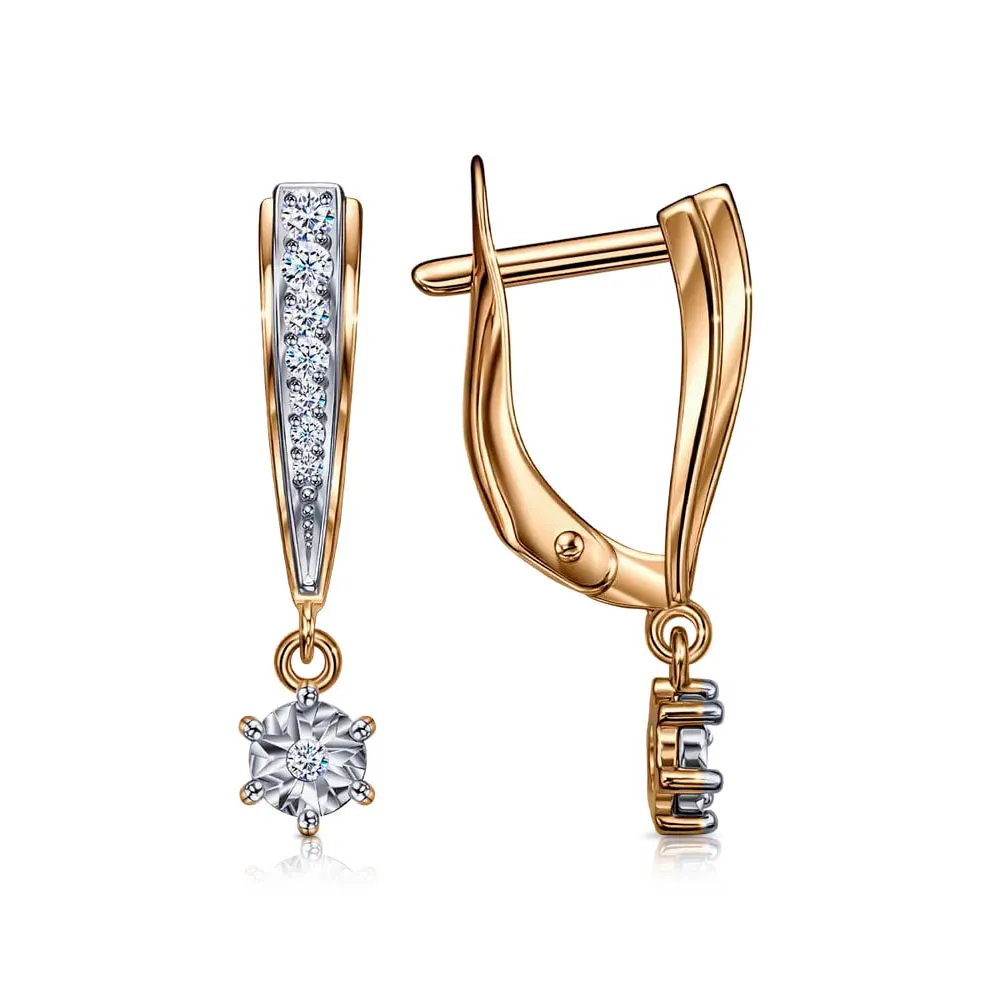 Cercei Suspendați din aur roșu cu Cubic Zirconia Incolor