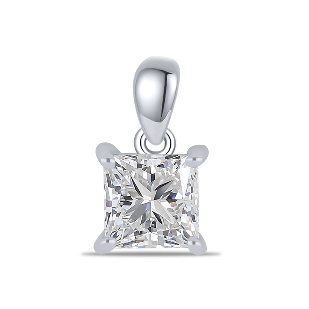 Pandantiv din aur alb cu pietre Moissanite