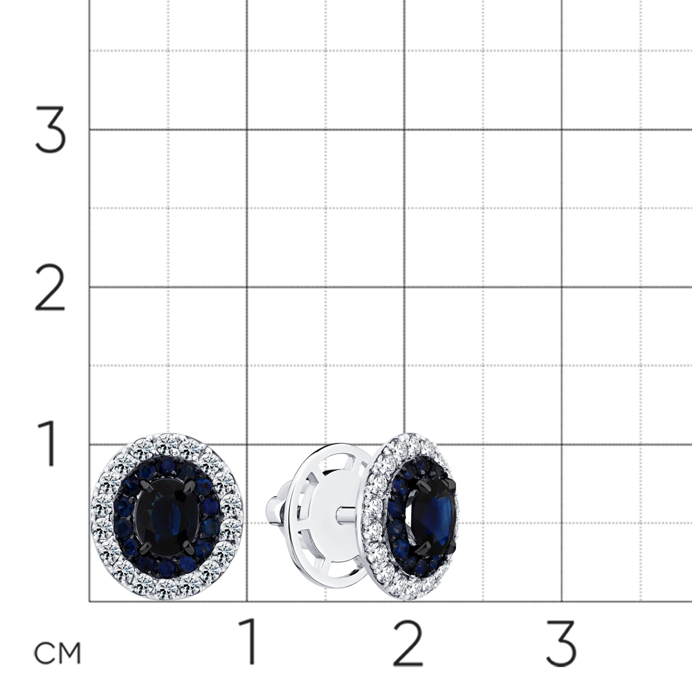 Cercei Pusete din aur alb cu pietre Diamant, Safir