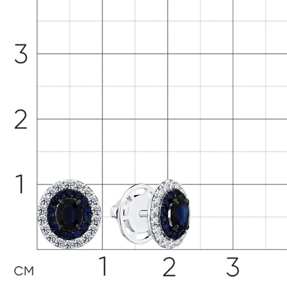 Cercei Pusete din aur alb cu Diamant, Safir