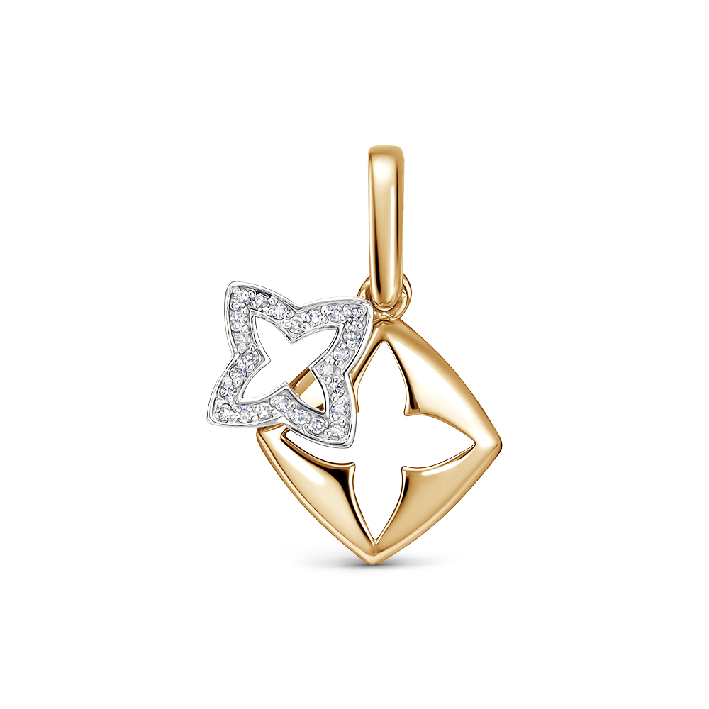 Подвеска из красного золота с камнями Бриллиант