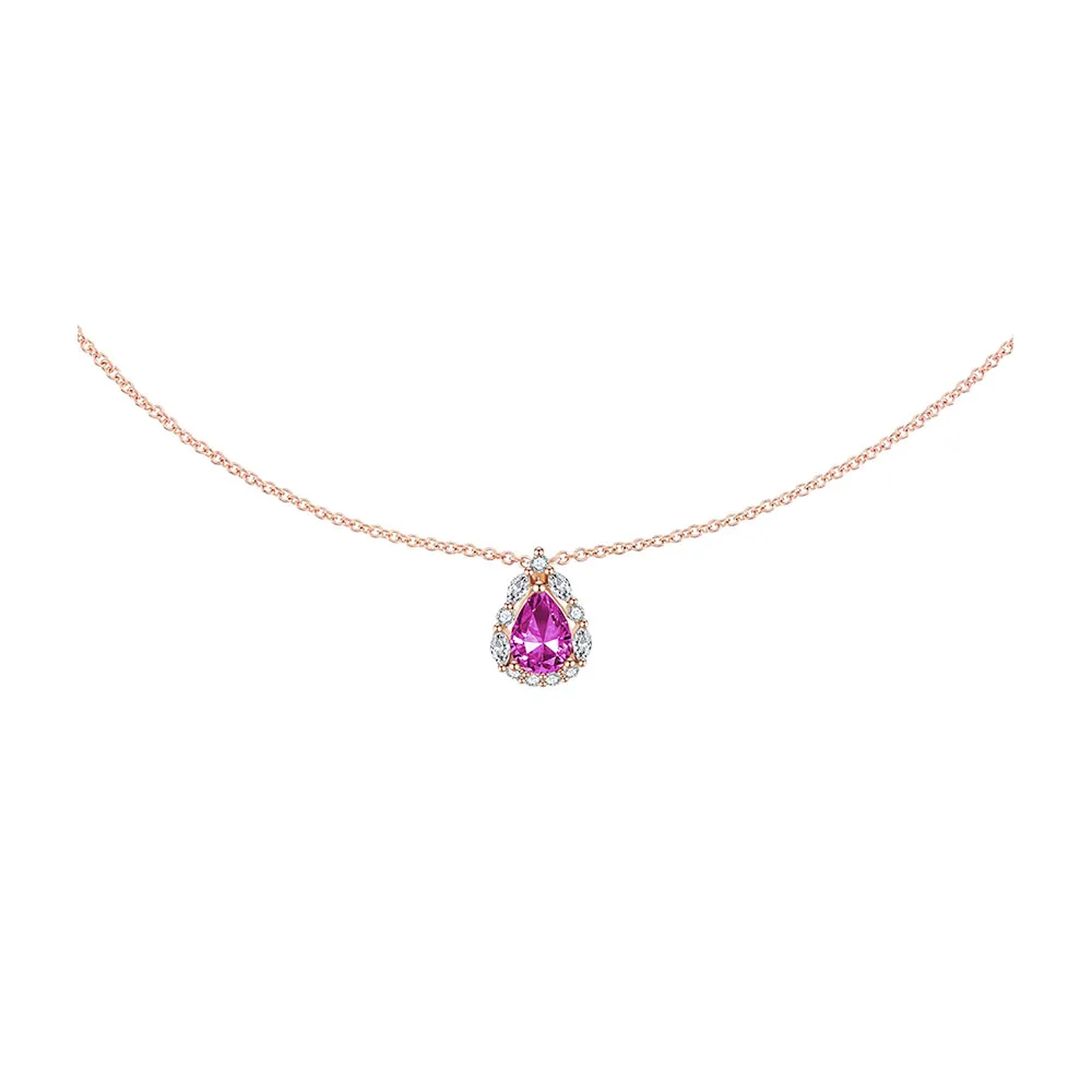 Colier din aur roșu cu Diamant, Safir roz