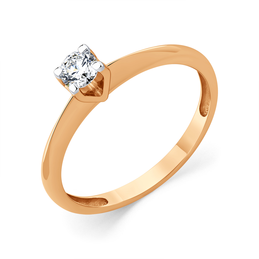 Кольцо из красного золота с камнями Бриллиант