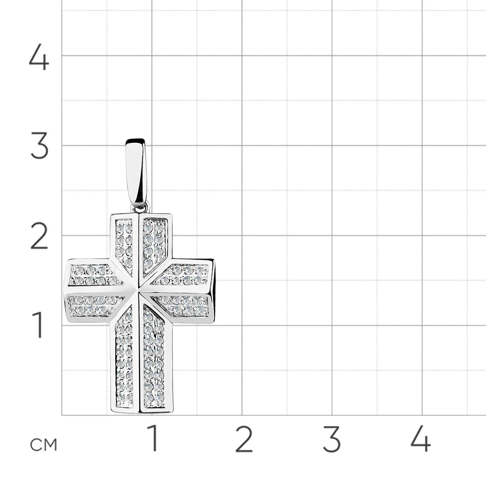 Cruce din aur alb cu Cubic Zirconia Incolor