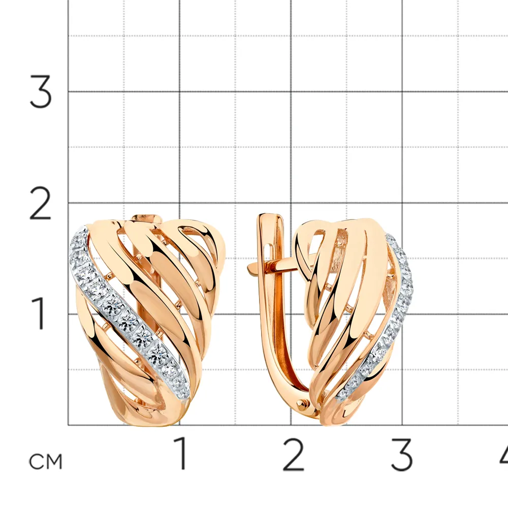 Cercei din aur roșu cu Cubic Zirconia Incolor