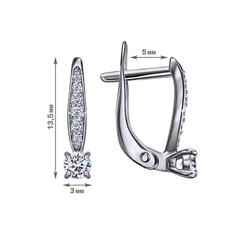 Cercei din aur alb cu pietre Cubic Zirconia Incolor