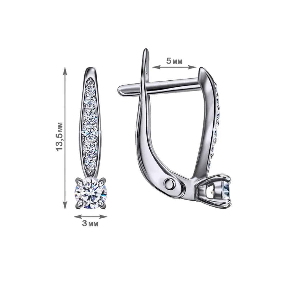 Cercei din aur alb cu Cubic Zirconia Incolor