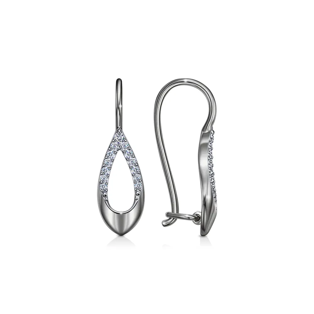 Cercei din aur alb cu Cubic Zirconia Incolor