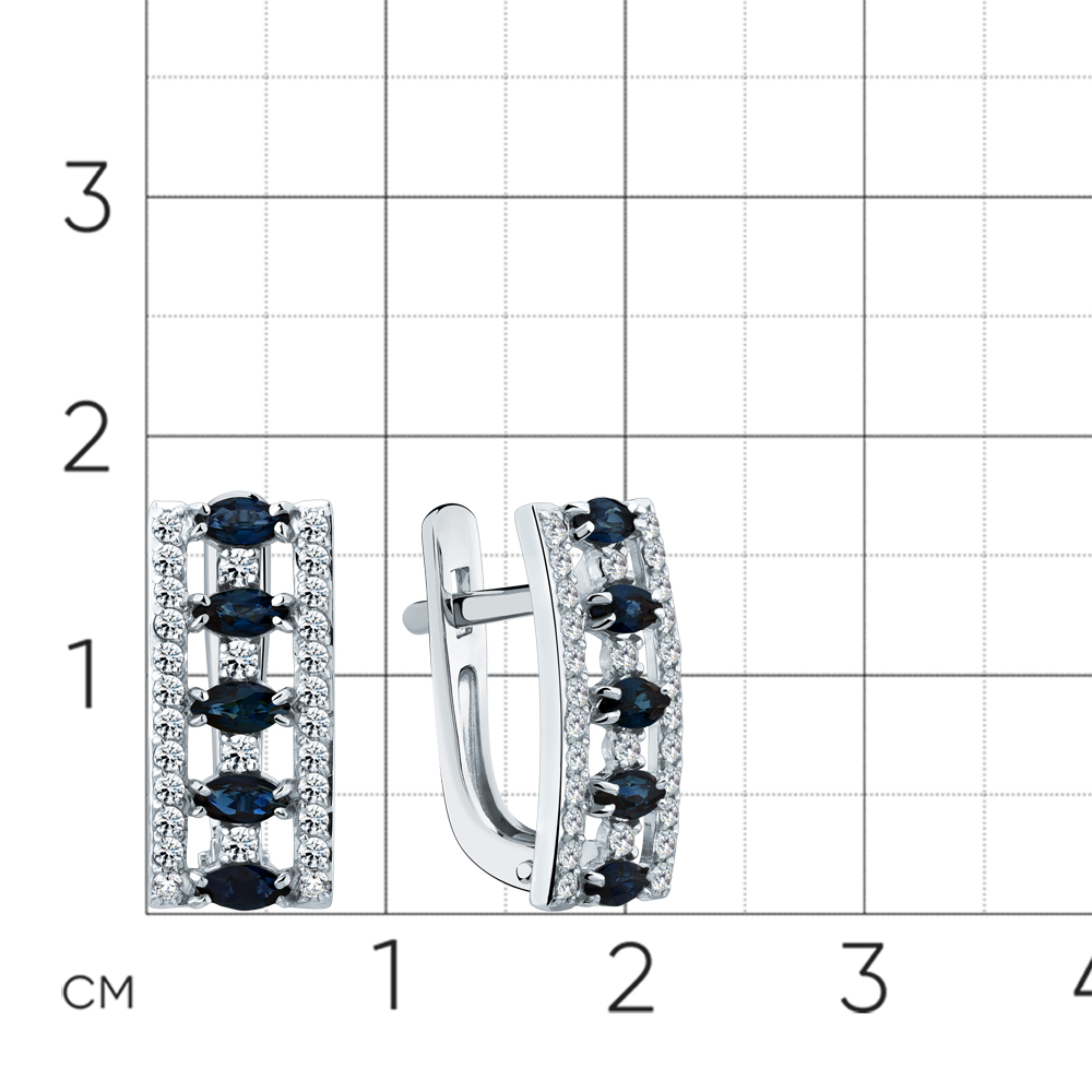 Cercei din aur alb cu pietre Diamant, Safir