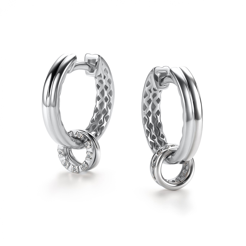 Серьги Конго из белого золота с камнями Бриллиант