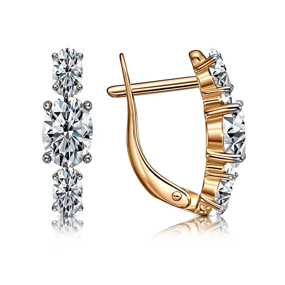 Cercei din aur roșu cu Cubic Zirconia Incolor
