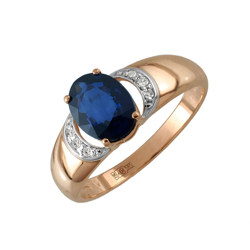 Inel din aur roșu cu Diamant, Safir