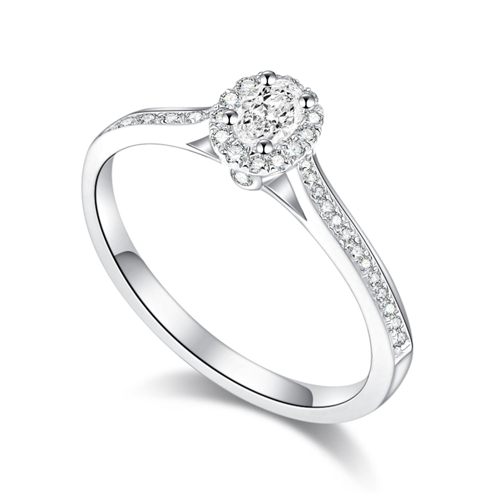Inel din aur alb cu pietre Diamant