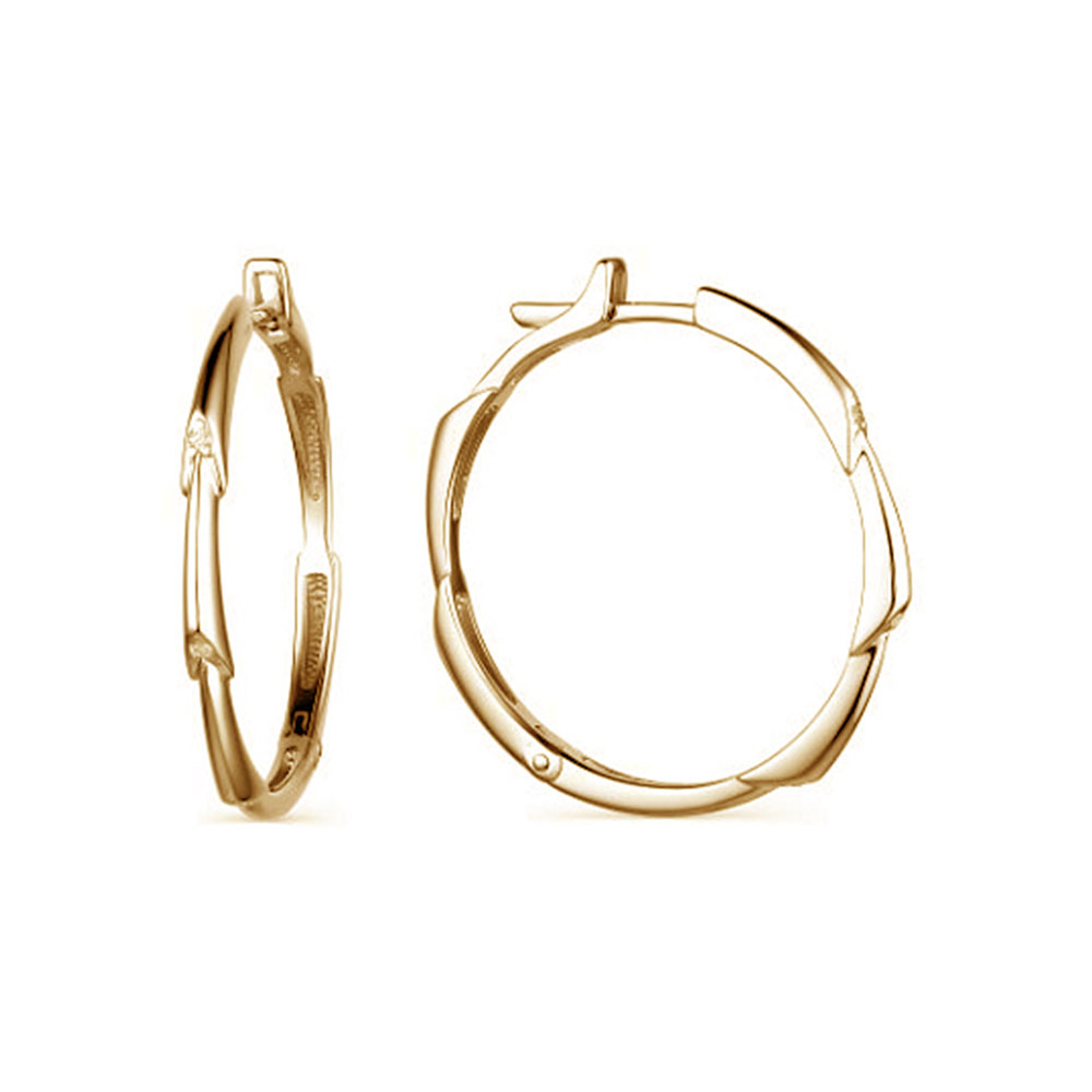 Cercei Creole din argint placat cu aur  cu pietre Cubic Zirconia Incolor