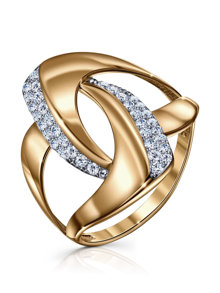 Inel din aur roșu cu Cubic Zirconia Incolor