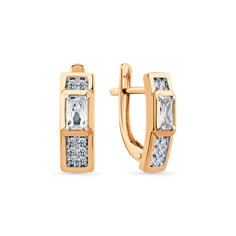 Cercei din aur roșu cu Cubic Zirconia Incolor