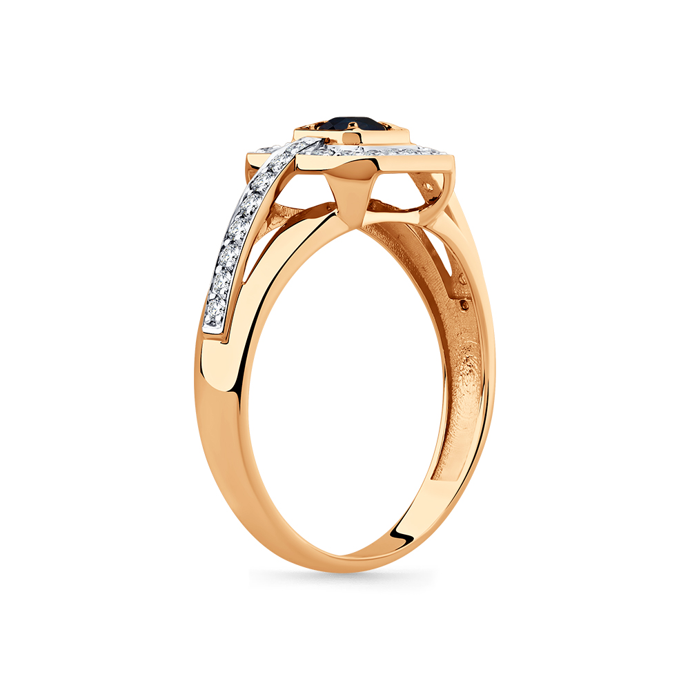 Inel din aur roșu cu pietre Diamant, Safir