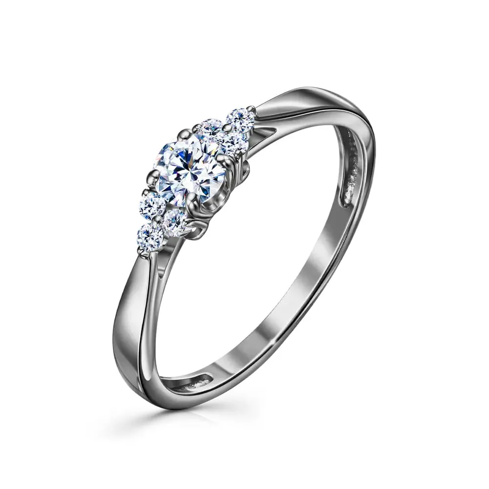 Inel din aur alb cu Cubic Zirconia Incolor