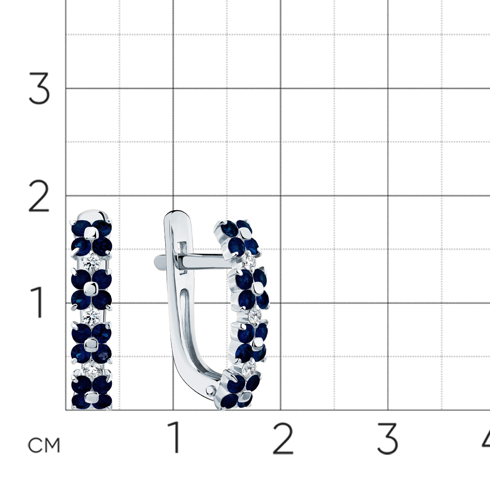 Cercei din aur alb cu pietre Diamant, Safir
