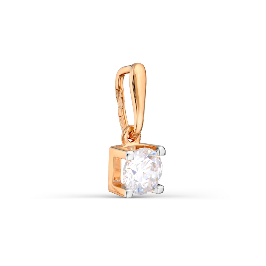 Pandantiv din aur roșu cu pietre Cubic Zirconia Incolor