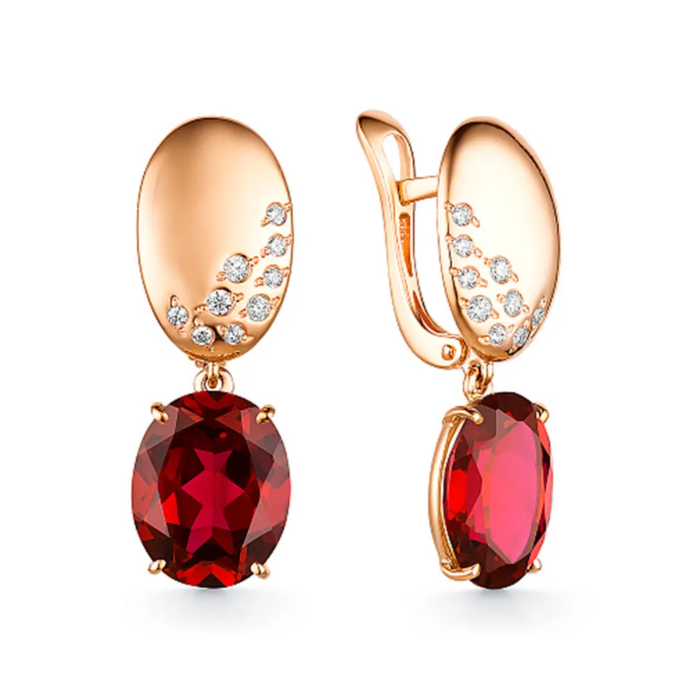 Cercei Suspendați din aur roșu cu Cubic Zirconia Incolor, Granat