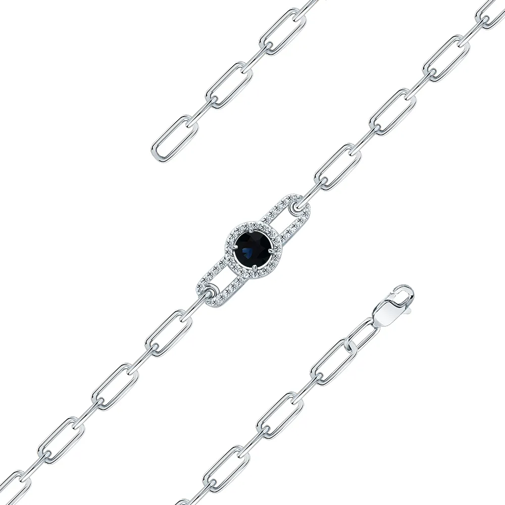 Brățară din aur alb cu Diamant, Safir