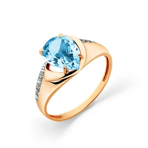 Inel din aur roșu cu Cubic Zirconia Incolor, Topaz Swiss