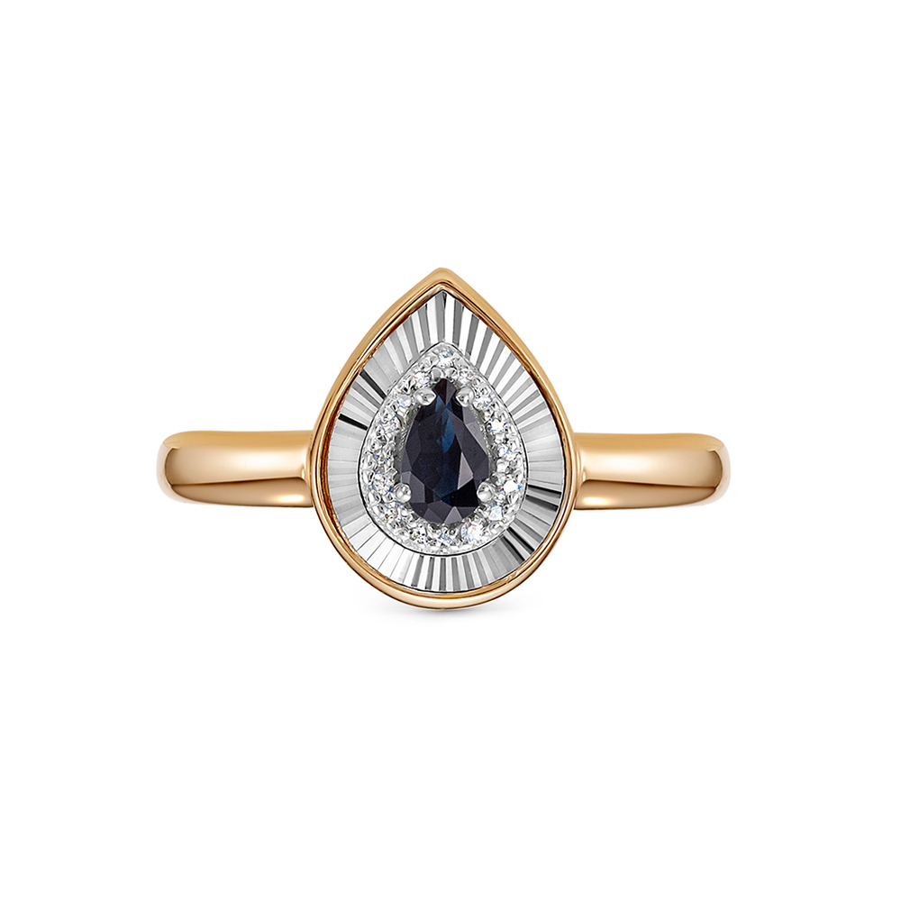 Inel din aur roșu cu pietre Diamant, Safir