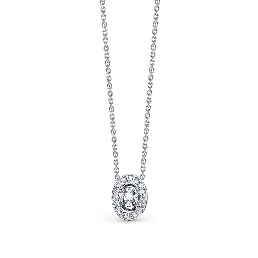 Colier din aur alb cu pietre Diamant