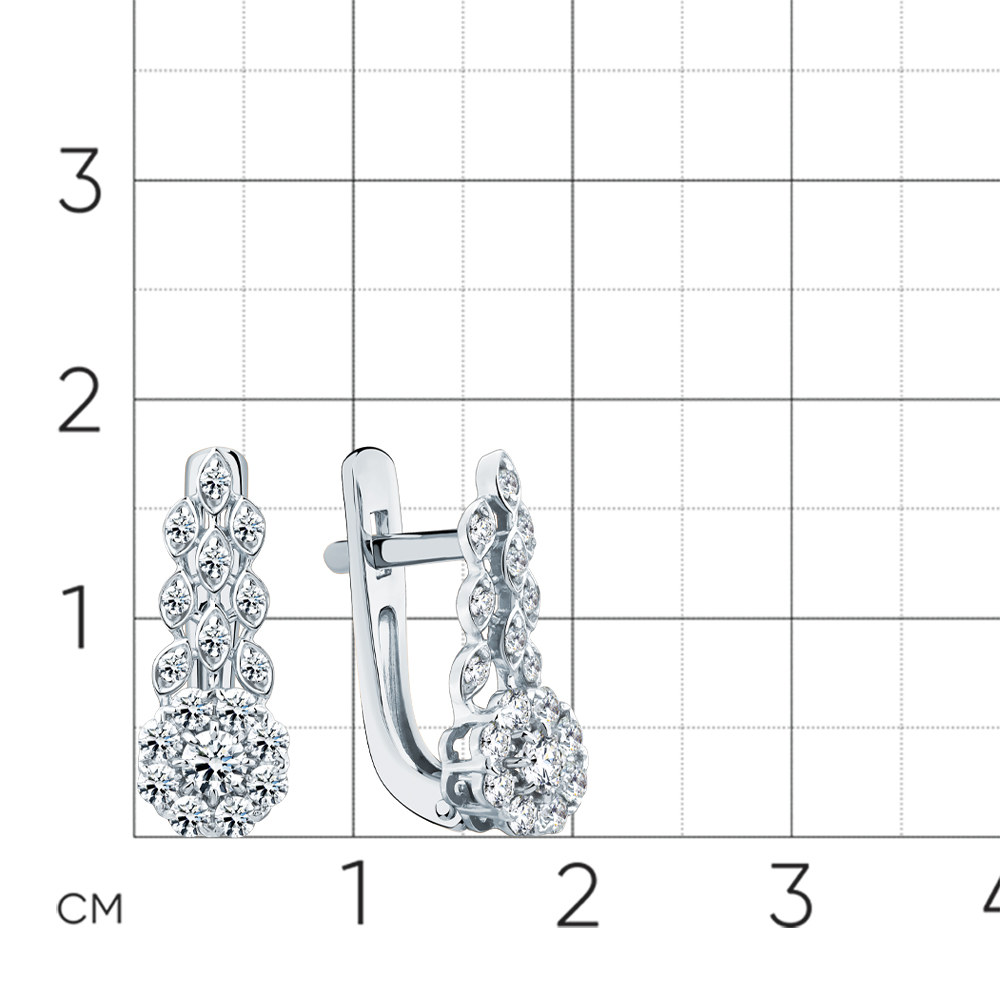 Cercei din aur alb cu pietre Diamant