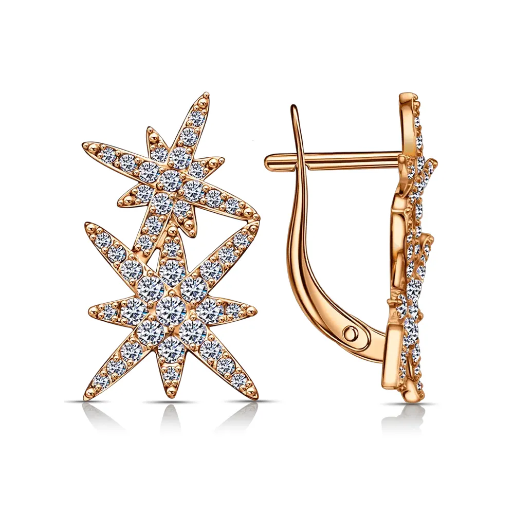Cercei din aur roșu cu Cubic Zirconia Incolor