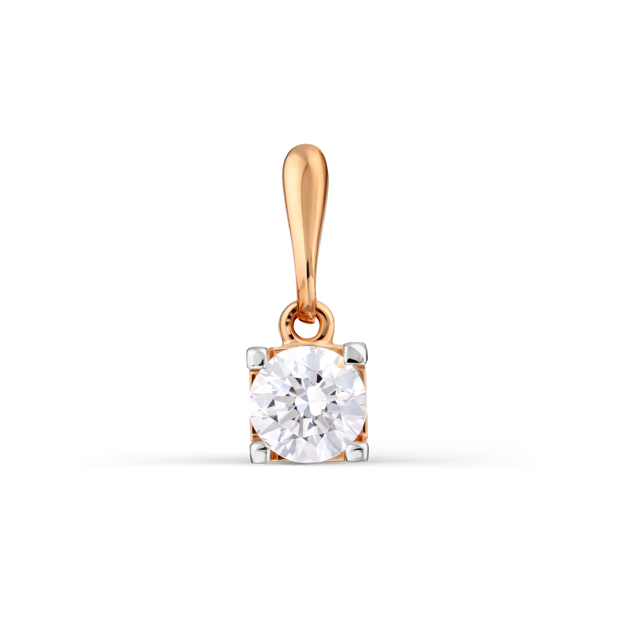 Pandantiv din aur roșu cu pietre Cubic Zirconia Incolor