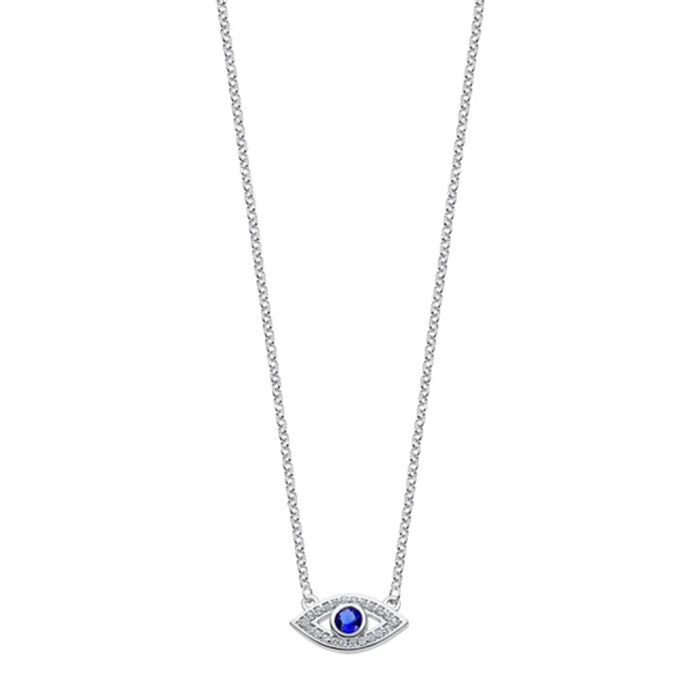 Colier din argint cu Cubic Zirconia Incolor, Cubic Zirconia Albastru Safir