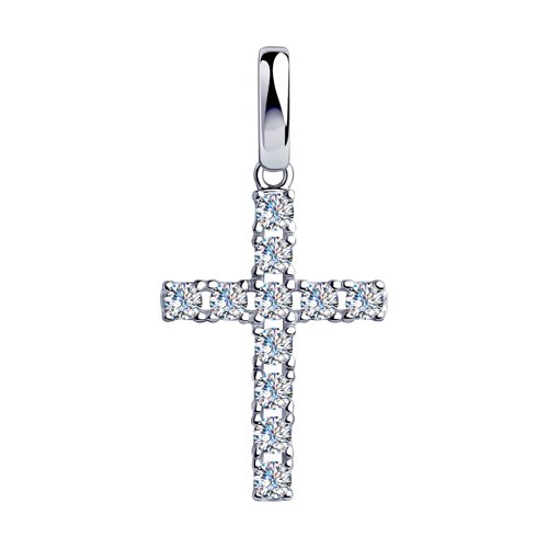 Cruce din argint  cu pietre Cubic Zirconia Incolor