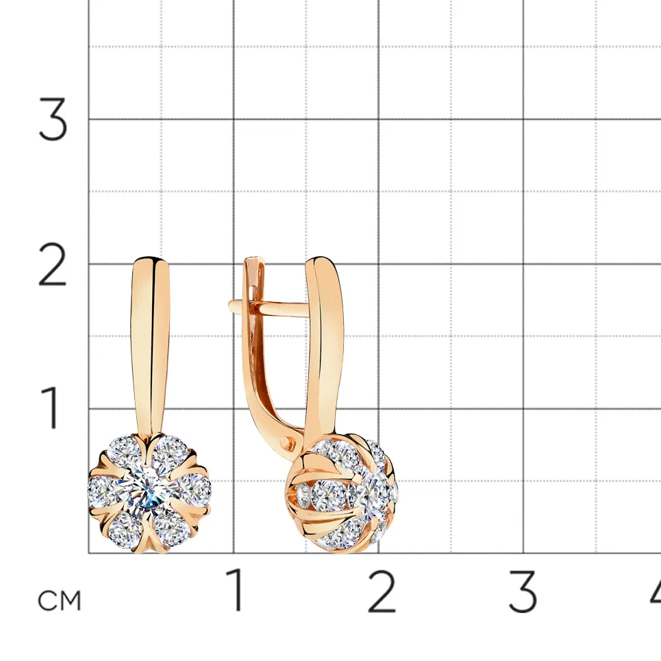 Cercei din aur roșu cu Cubic Zirconia Incolor