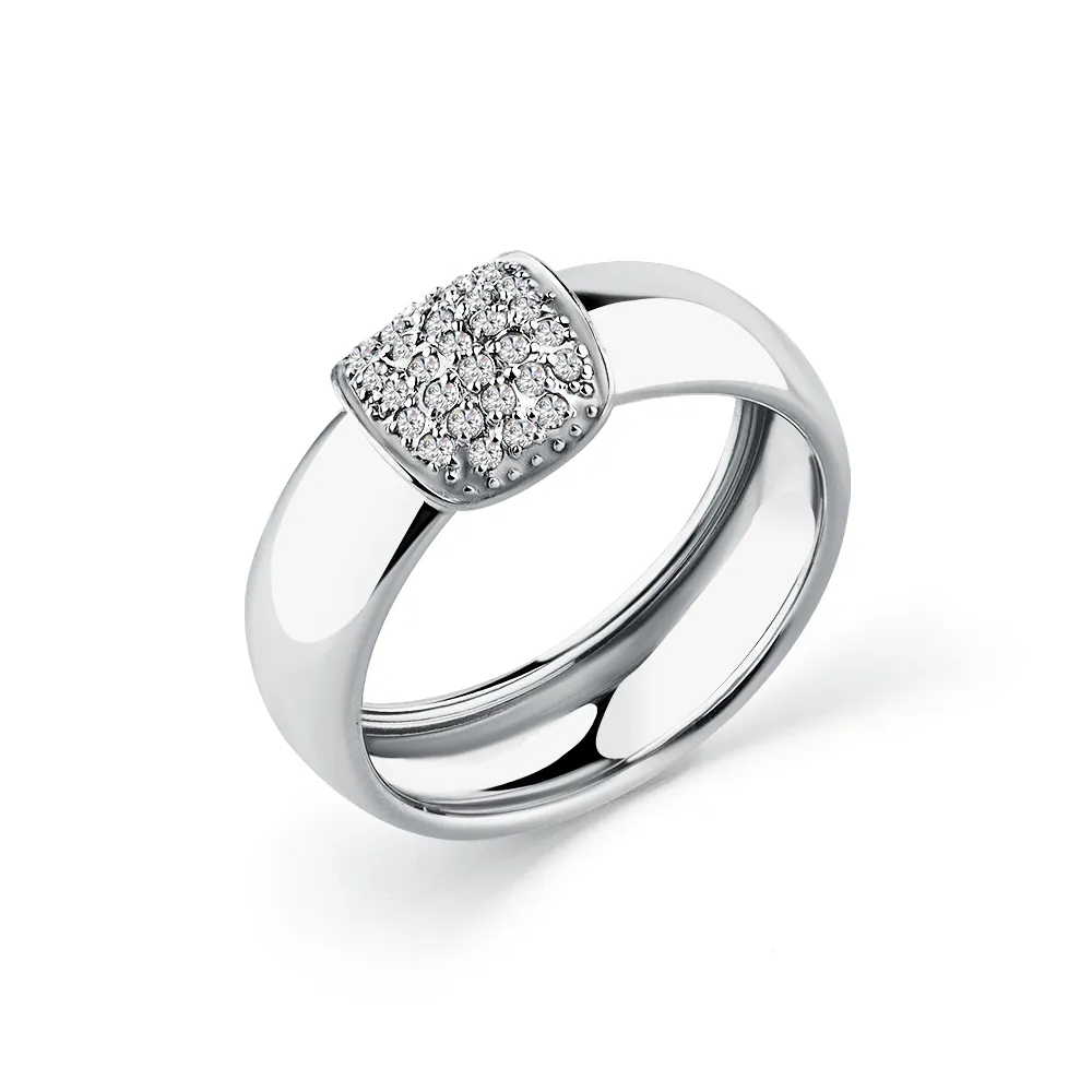 Inel din aur alb cu Cubic Zirconia Incolor