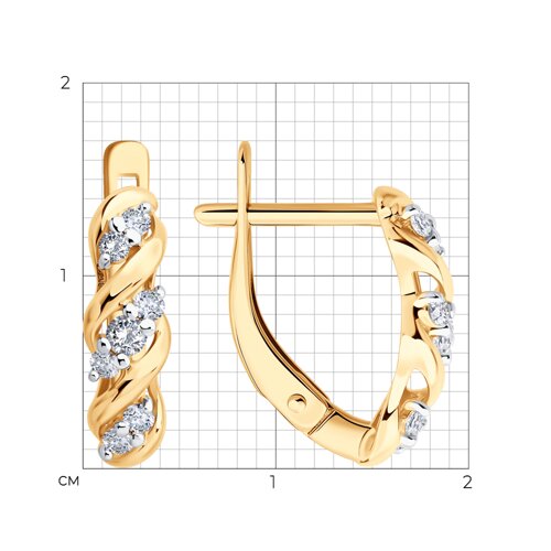 Cercei din aur roșu cu pietre Cubic Zirconia Incolor