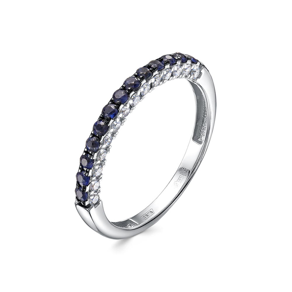 Inel din aur alb cu pietre Diamant, Safir