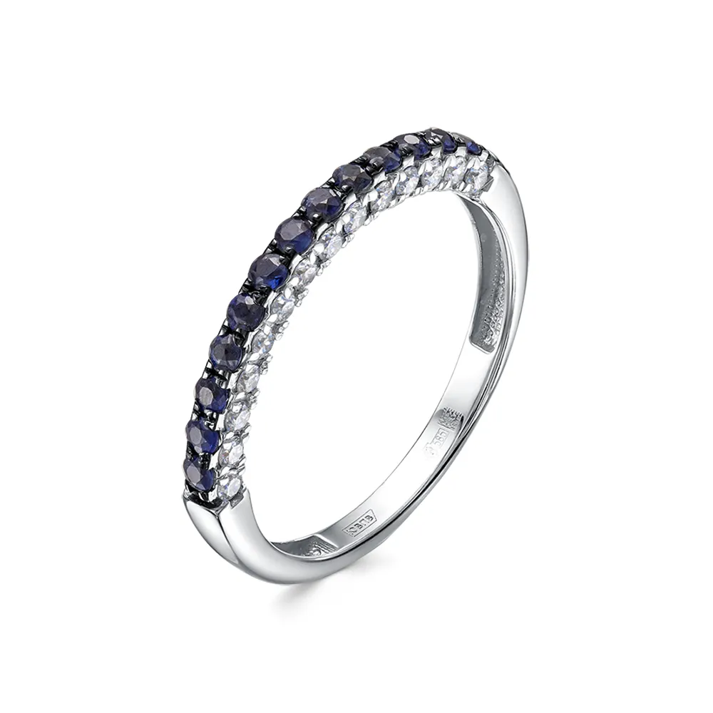 Inel din aur alb cu Diamant, Safir