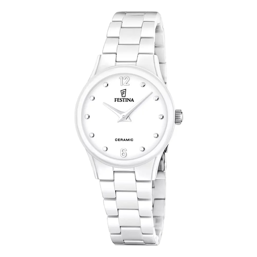 Ceas FESTINA cu pietre Ceramica albă