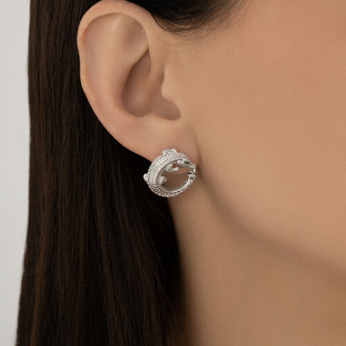 Cercei din argint  cu pietre Cubic Zirconia Verde