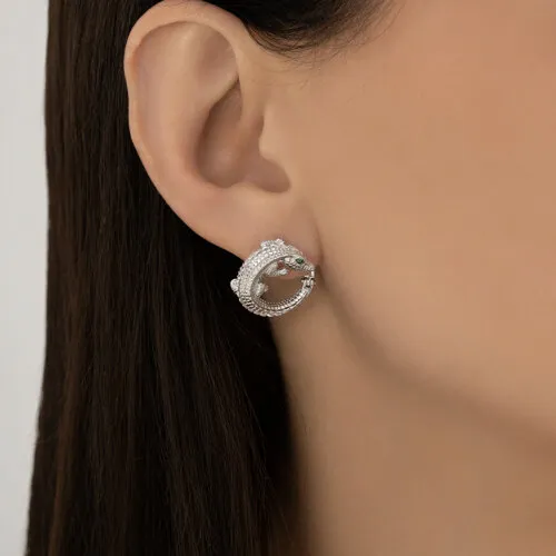 Cercei din argint cu Cubic Zirconia Verde
