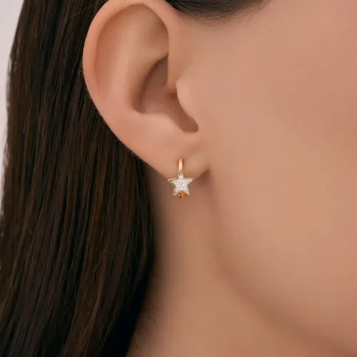Cercei Creole din aur roșu cu Cubic Zirconia Incolor
